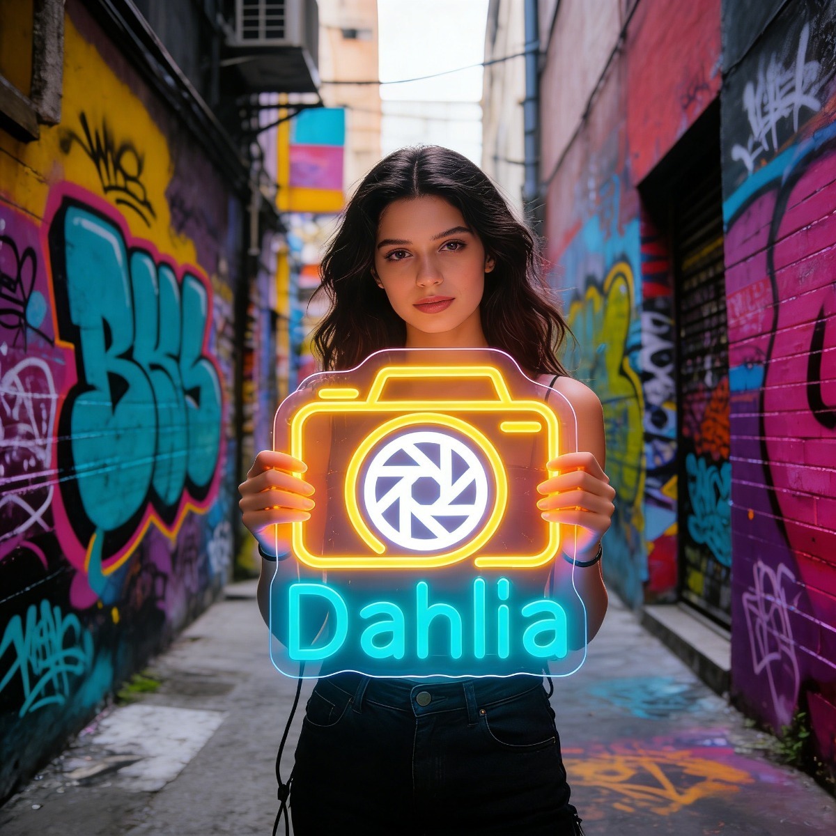 Dahlia Camera Neon Light Sign  - Vintage Photography Lighting recension och pris