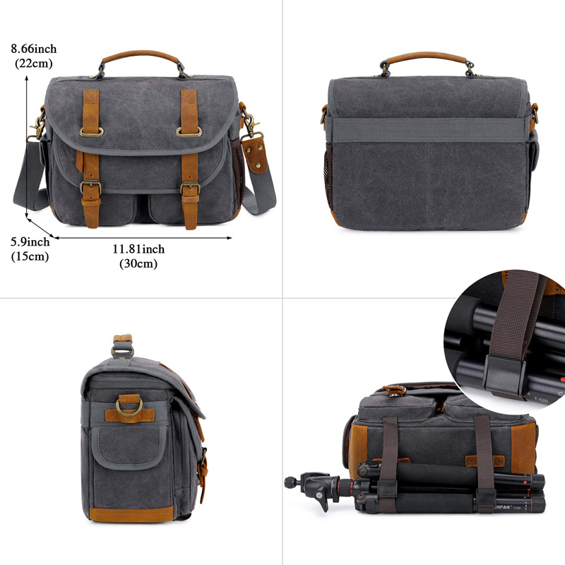 Canvas Cow Leather Camera Bag  - Photography Lighting Weight Bags recension och pris