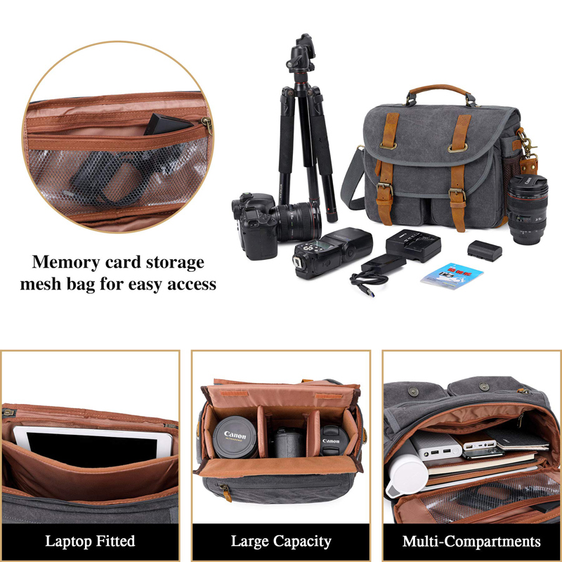 Canvas Cow Leather Camera Bag  - Photography Lighting Weight Bags recension och pris