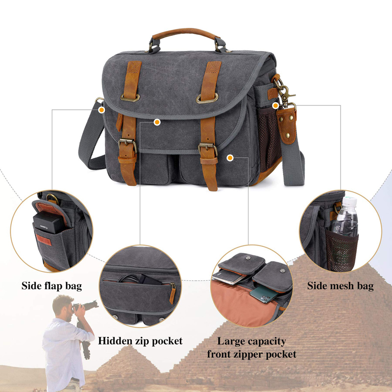 Canvas Cow Leather Camera Bag  - Photography Lighting Weight Bags recension och pris