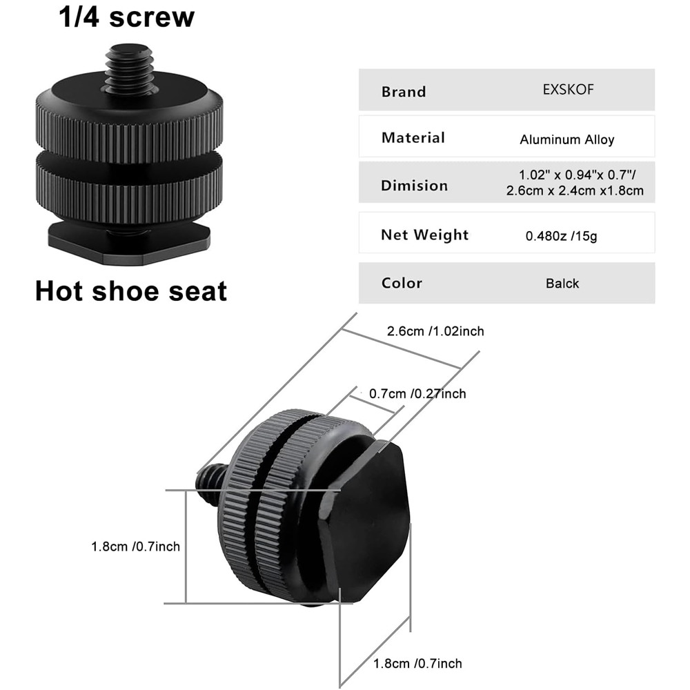Aluminum Alloy Hot Shoe to 1/4 - Iris Photography Led Lighting Pack recension och pris