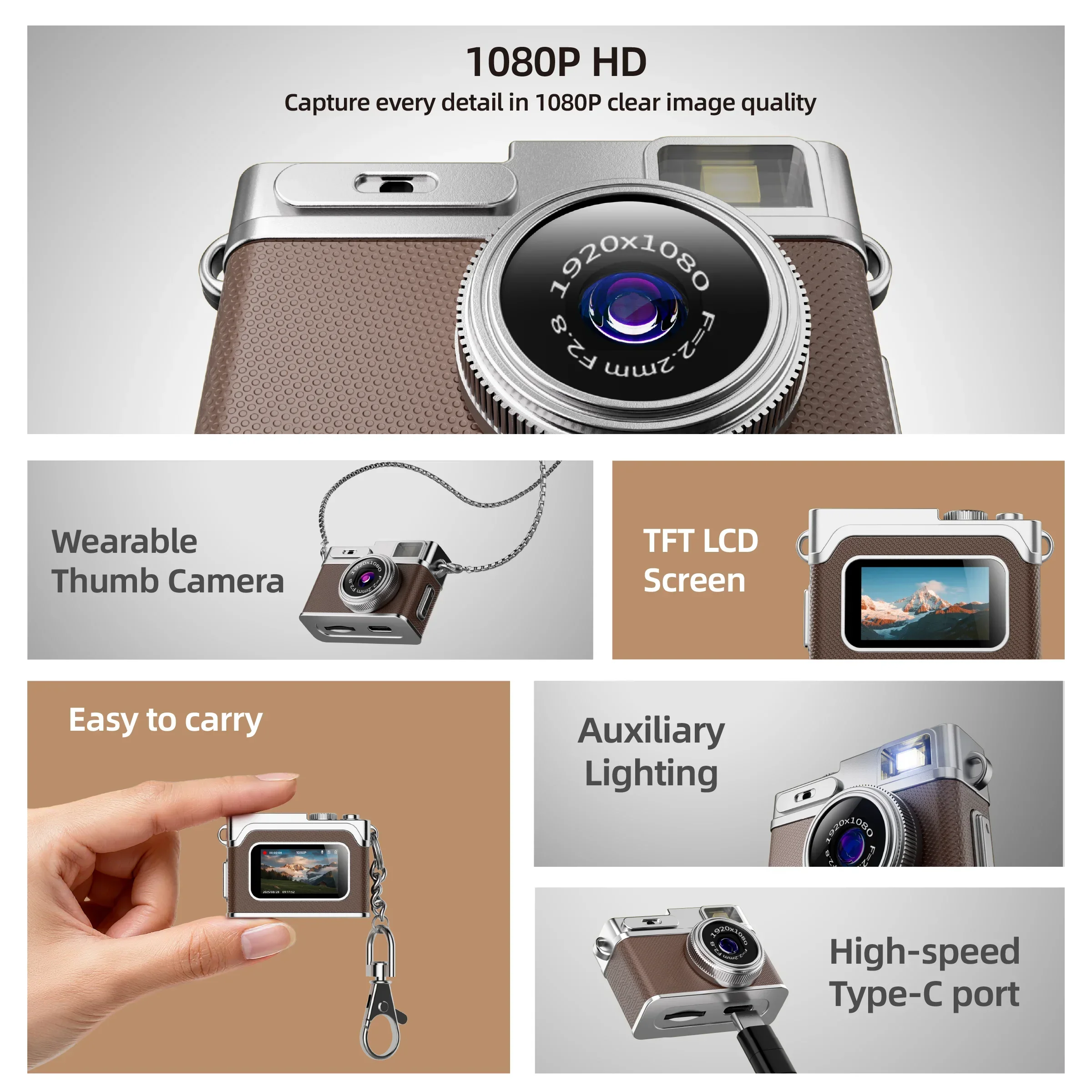 1080P Mini Retro Digital Camer - Photography Lighting Outdoor recension och pris