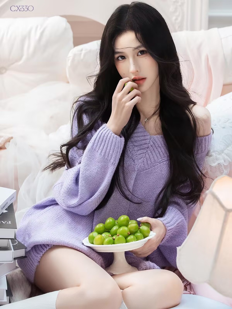 Autumn Winter Purple Sweater O - Photography Lighting Studio recension och pris